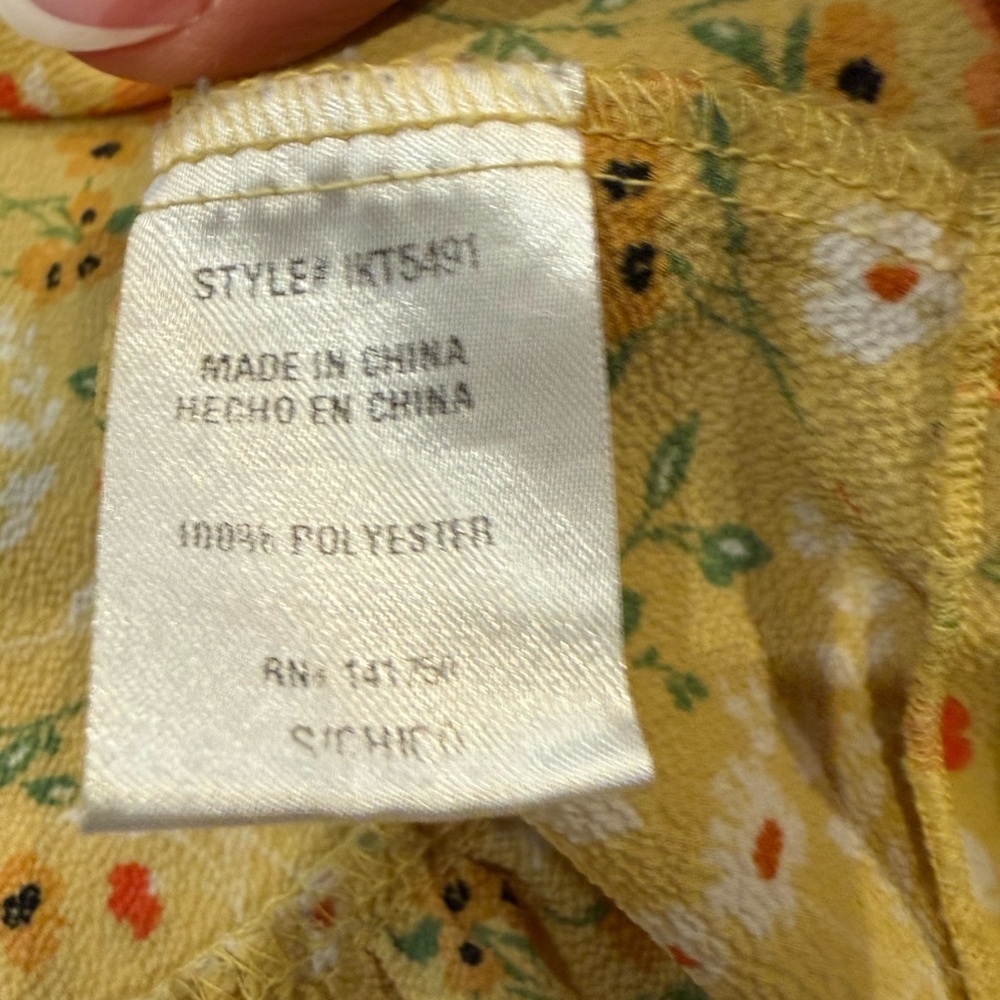 Orange Creek Babydoll Peplum Blouse Boho Yellow Floral Cottagecore S - Picture 3 of 7